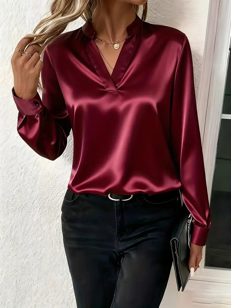 Claudine™ – Blouse satinée élégante intemporelle raffinée