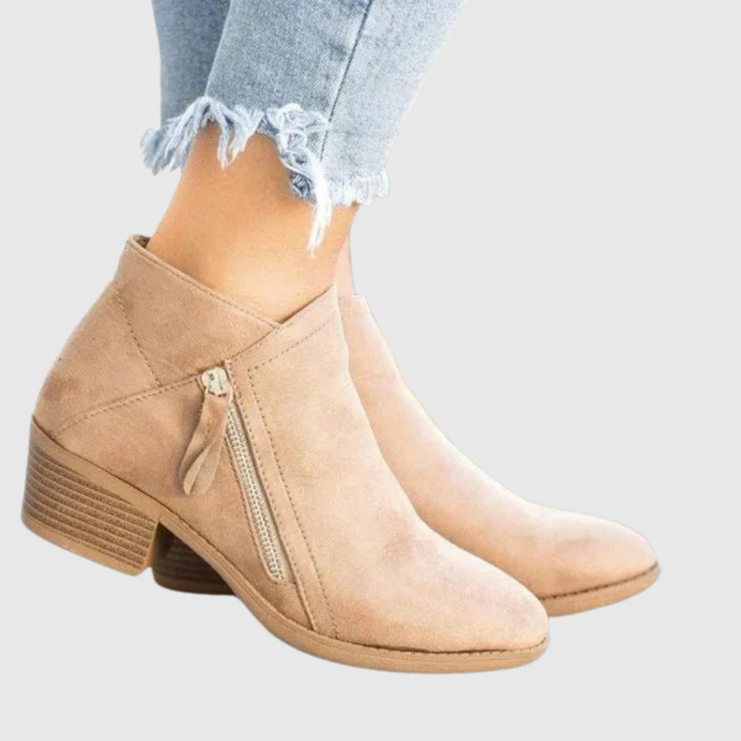 AVENYA | SIDE-ZIP LEATHER ANKLE BOOTS