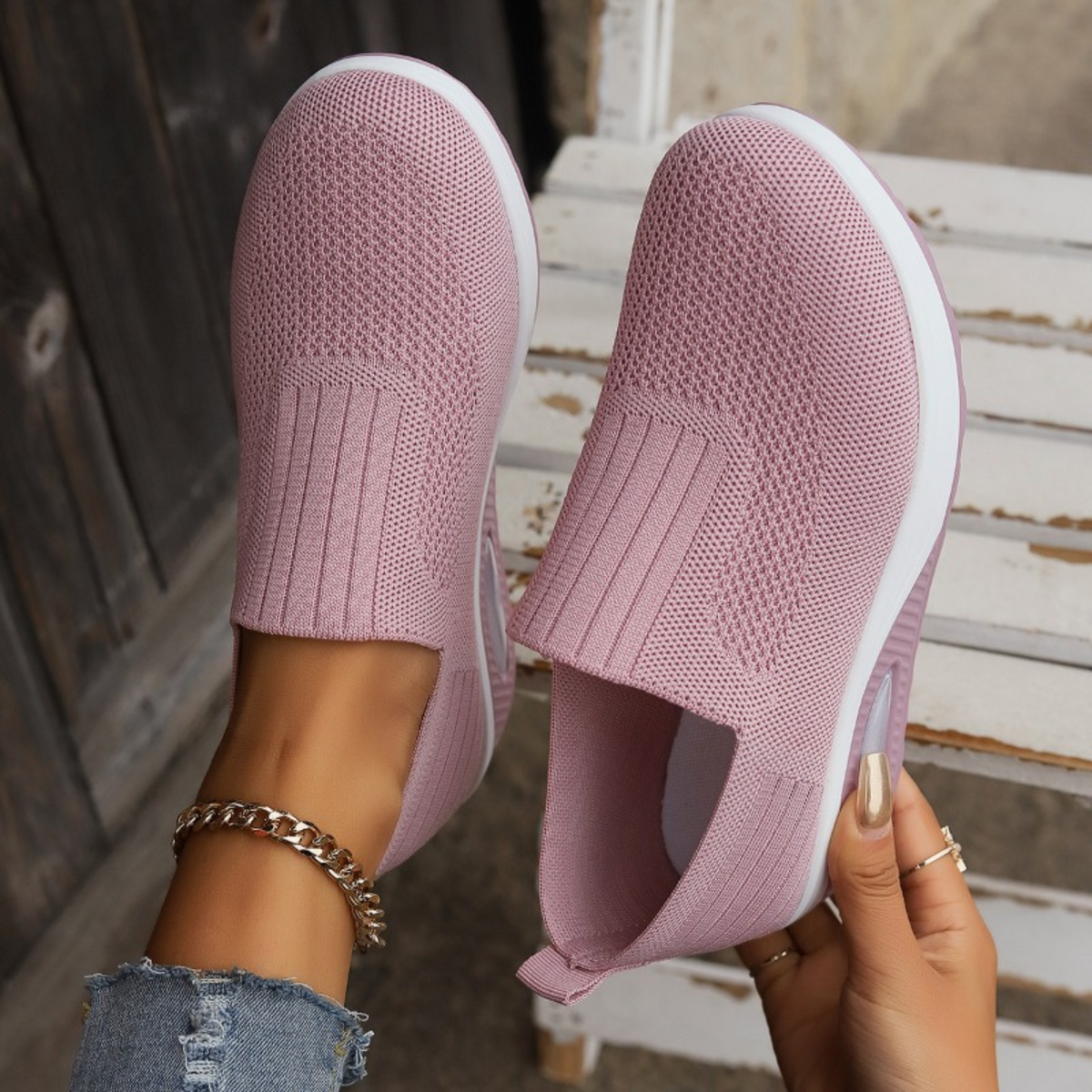 Laurence™ — Baskets slip-on compensées confort quotidien
