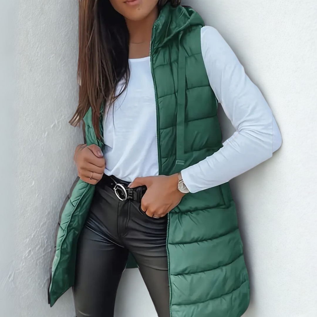 EIRLYS | CASUAL SLEEVELESS HOODED PUFFER VEST