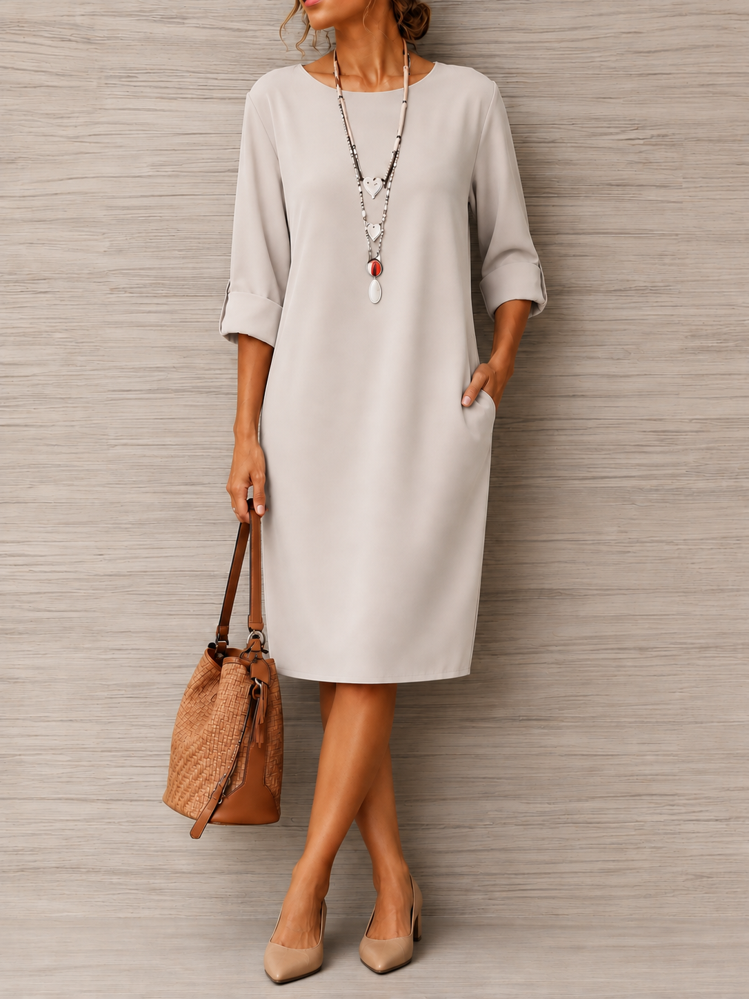 Sabine | Robe Midi Fluide Effet Ventre Plat