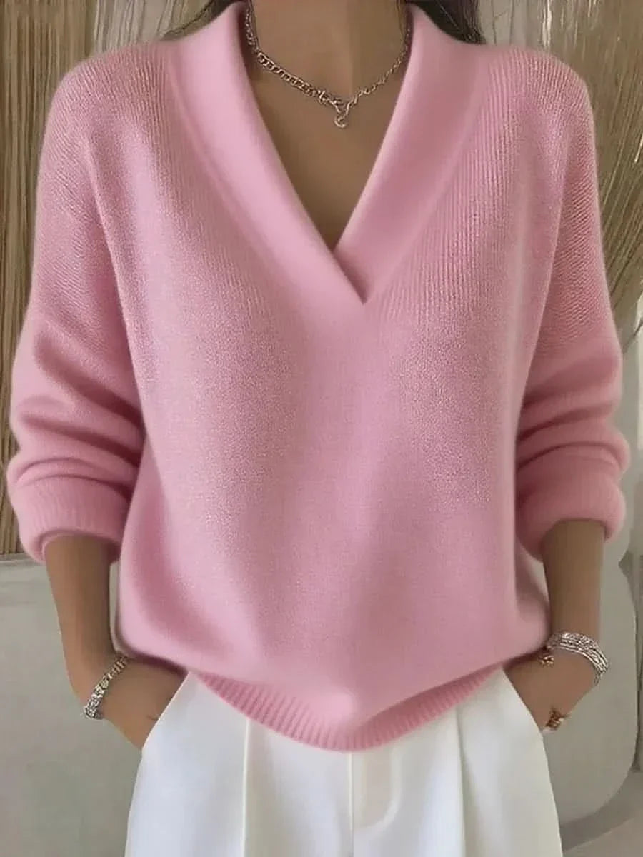 ROSEMERE | Pull en maille à col en V et coupe décontractée
