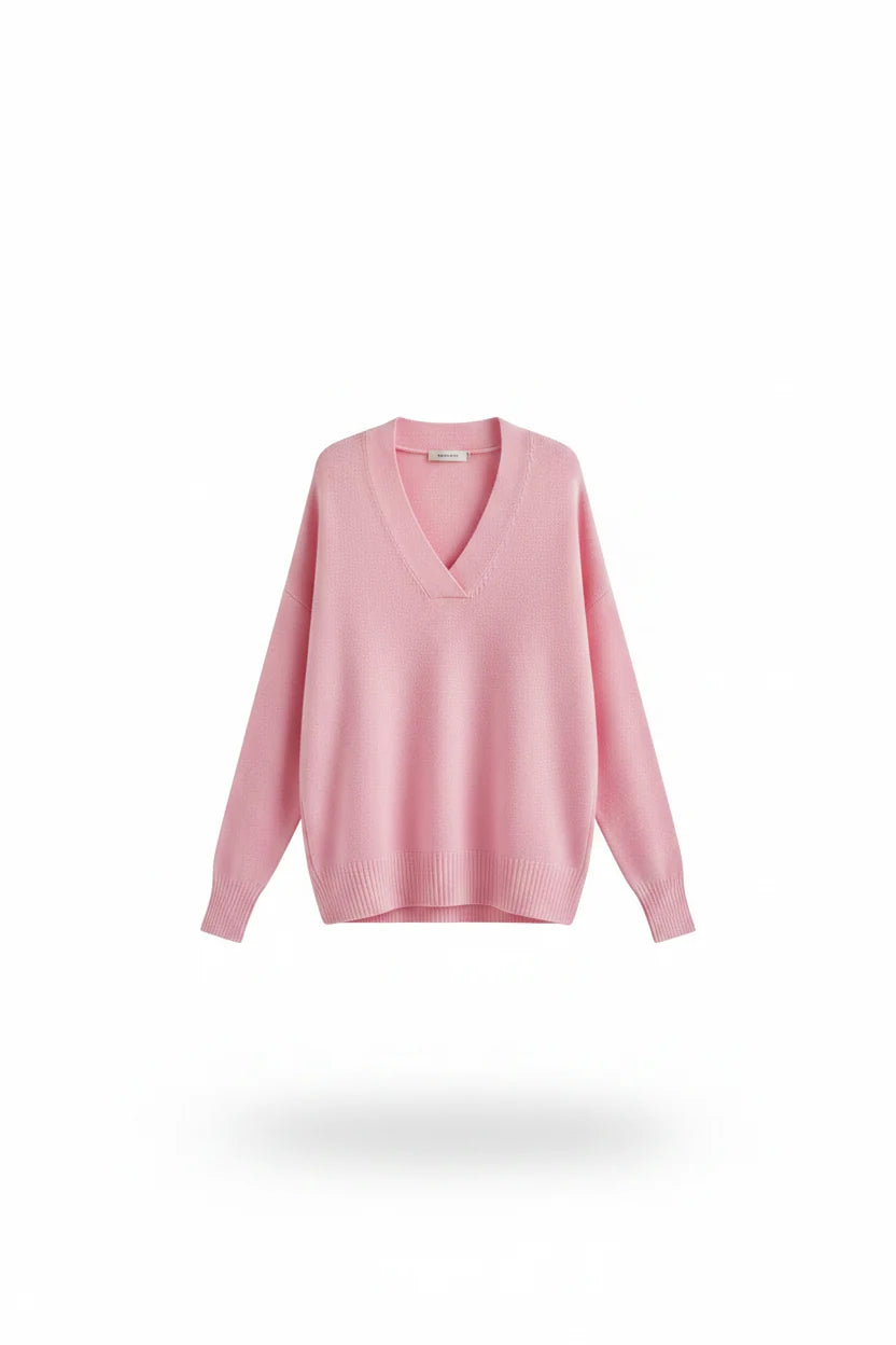 ROSEMERE | Pull en maille à col en V et coupe décontractée