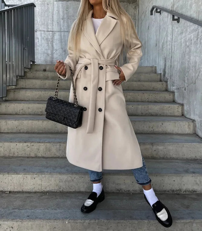 GWYNETH | LONG LAPEL BUTTON-FRONT COAT